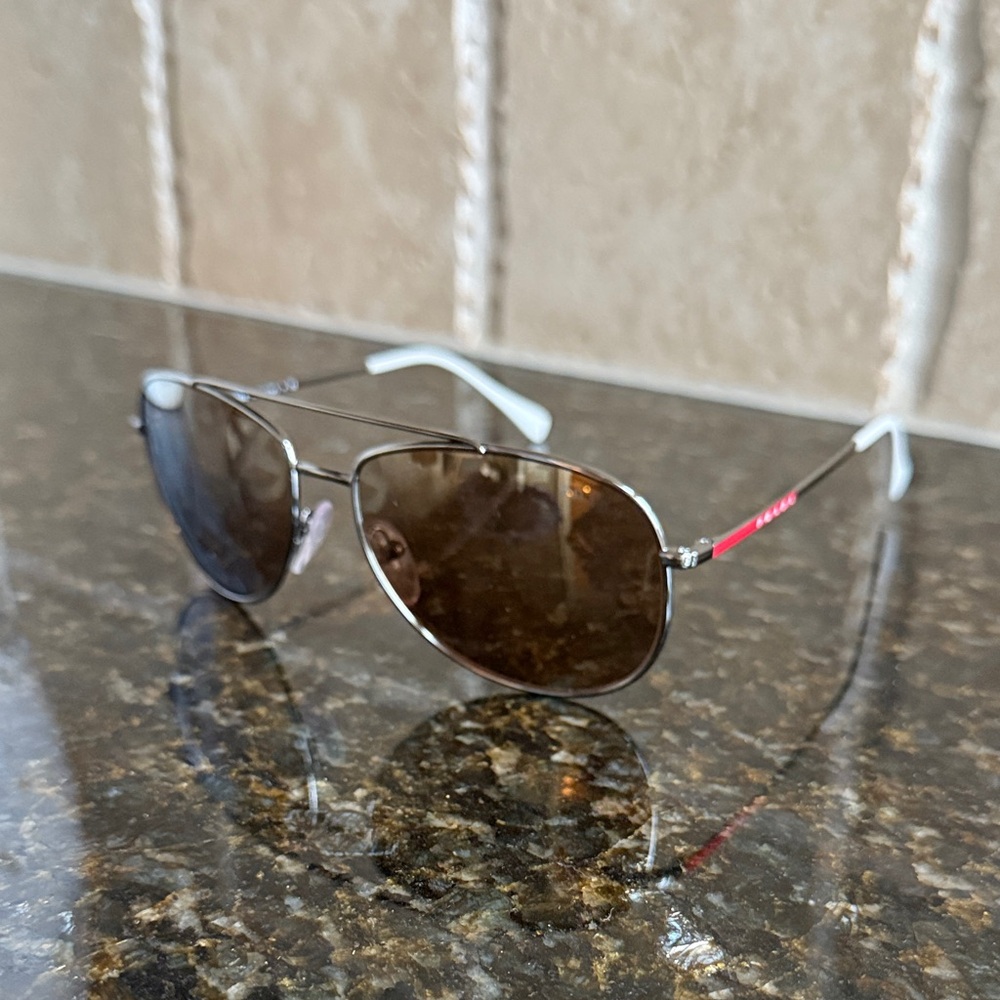 Prada Silver and Brown Sunglasses